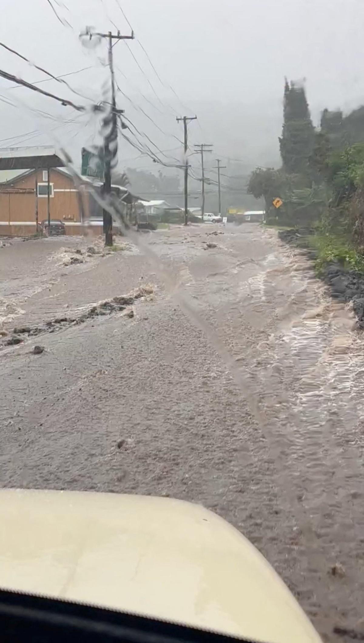 Video released by the Hawaii Department of Transportation showed flood waters overtaking roads. Hawaii Department of Transportation/ Handout via REUTERS