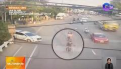 Siklistang natumba, sugatan nang mabangga at pumailalim sa patrol vehicle ng LTO