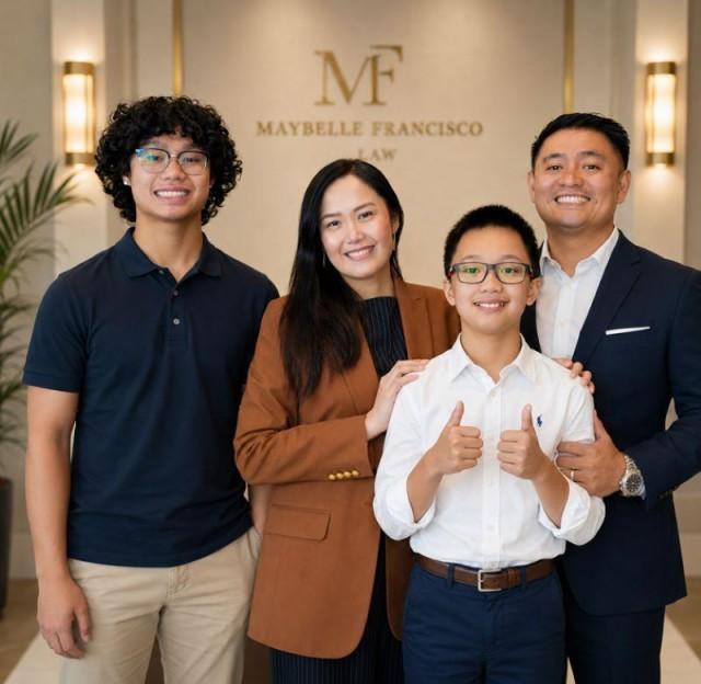 With husband Christian Francisco and sons Maverick and Madison. Courtesy: The FilAm