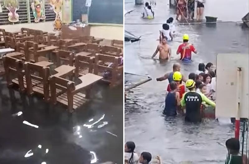 Downpour floods classrooms in school in Mandaue, Cebu