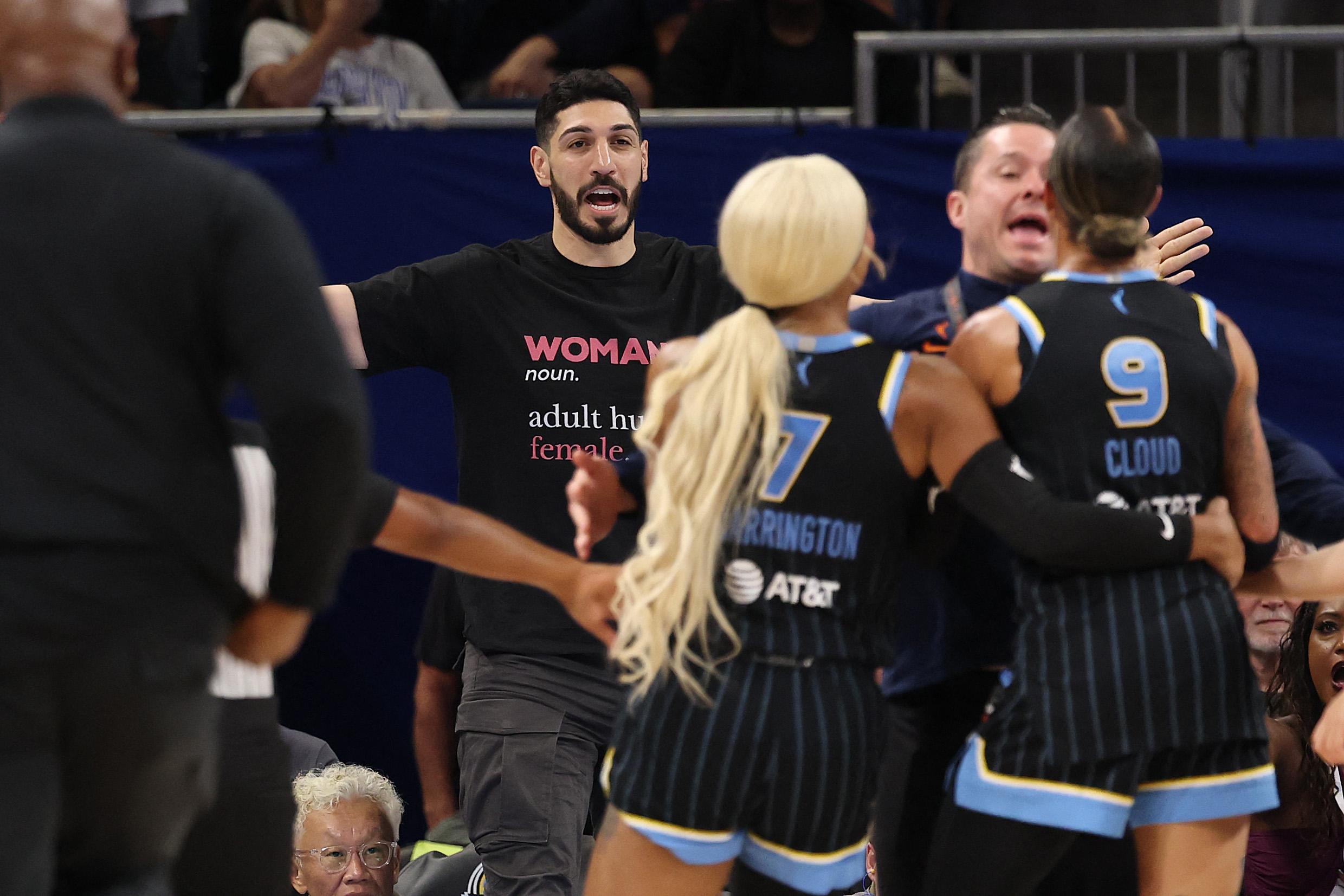 WNBA: Spectator Enes Kanter Freedom and Chicago Sky player Natasha Cloud