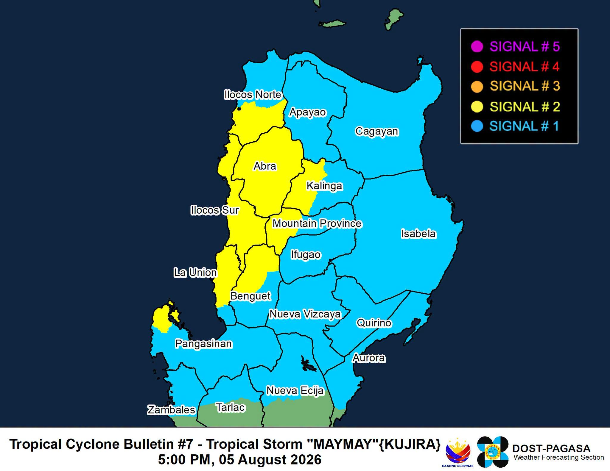 Signal No. 2 raised by PAGASA in parts of Luzon due to Tropical Storm Maymay