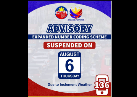 MMDA suspends number coding on August 6, 2026 due to Maymay, Habagat