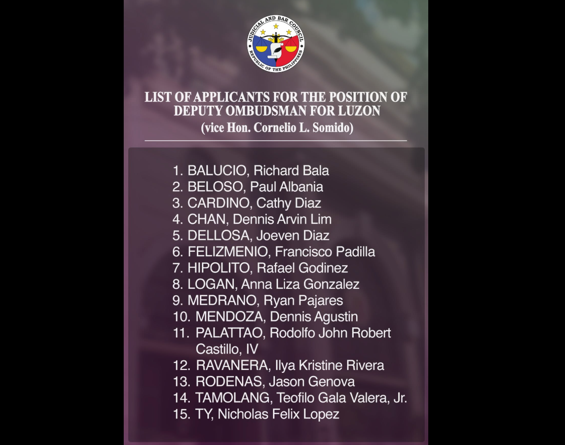 JBC releases list of deputy ombudsman applicants; asks public for comments