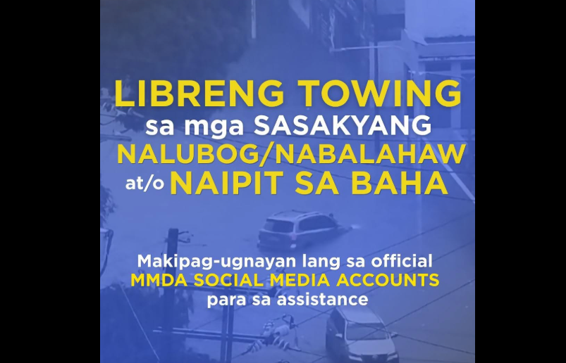 MMDA offers free towing services to vehicles submerged in flood