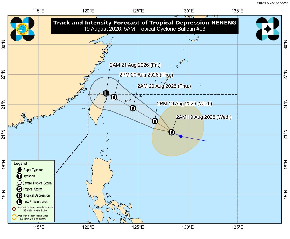 Tropical Depression Neneng slightly intensifies