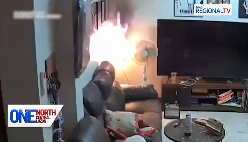 Pagliyab ng nabasang outlet sa loob ng isang bahay sa Olongapo City, nahuli-cam