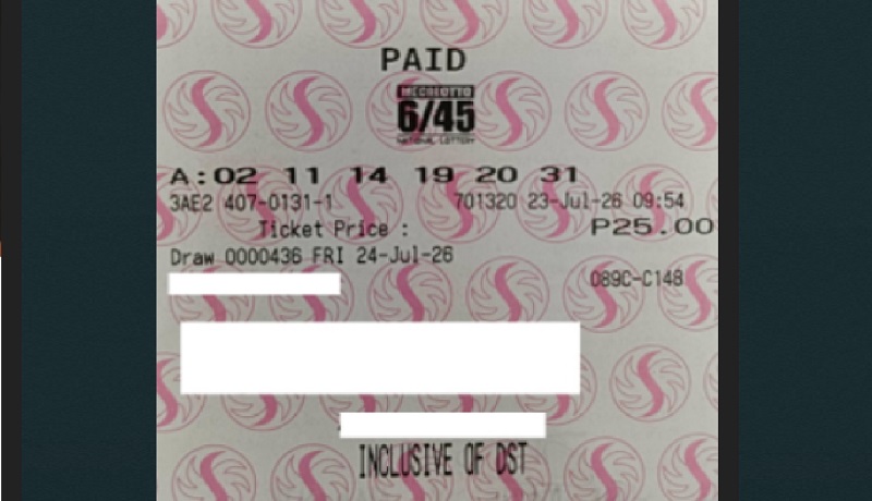Tumaya ng P25 sa Mega Lotto 6/45 ng PCSO, pumaldo ng P20 milyon