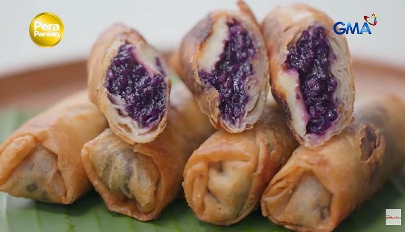 Mga sangkap sa halo-halo, ginawang ube champorado at cheese turon para sa tag-ulan