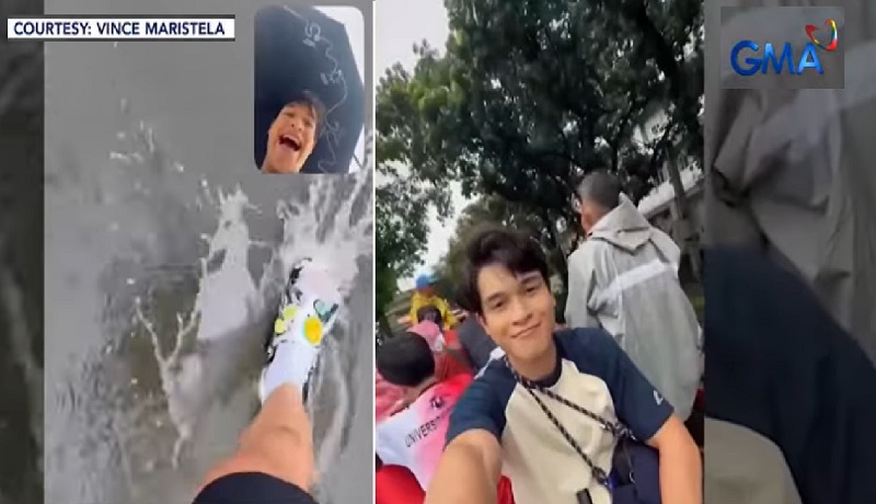 Vince Maristela, naglakad sa baha at sumakay sa truck ng bumbero kasabay ng mga tao dahil sa trapik
