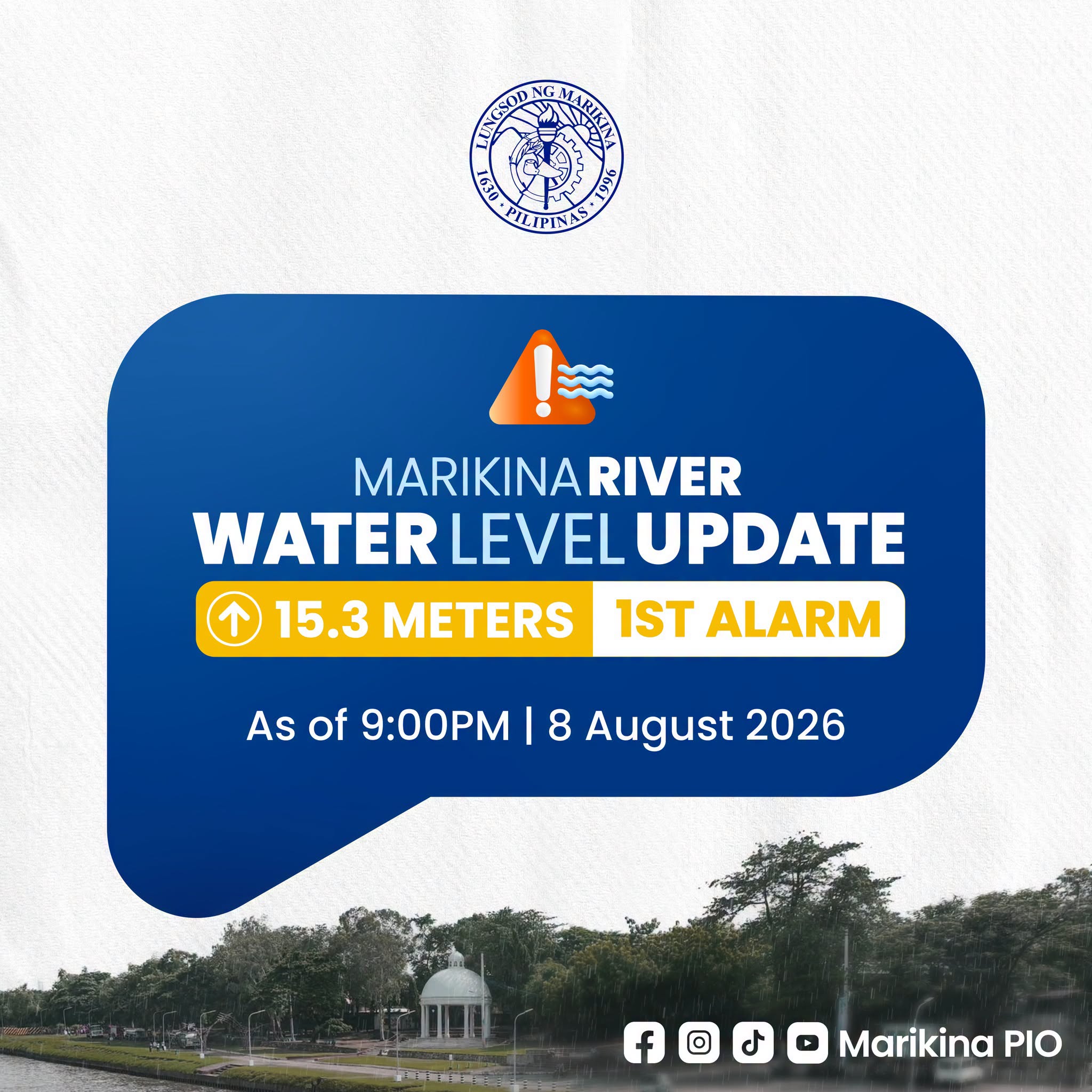 First alarm raised as Marikina River water level hits 15 meters