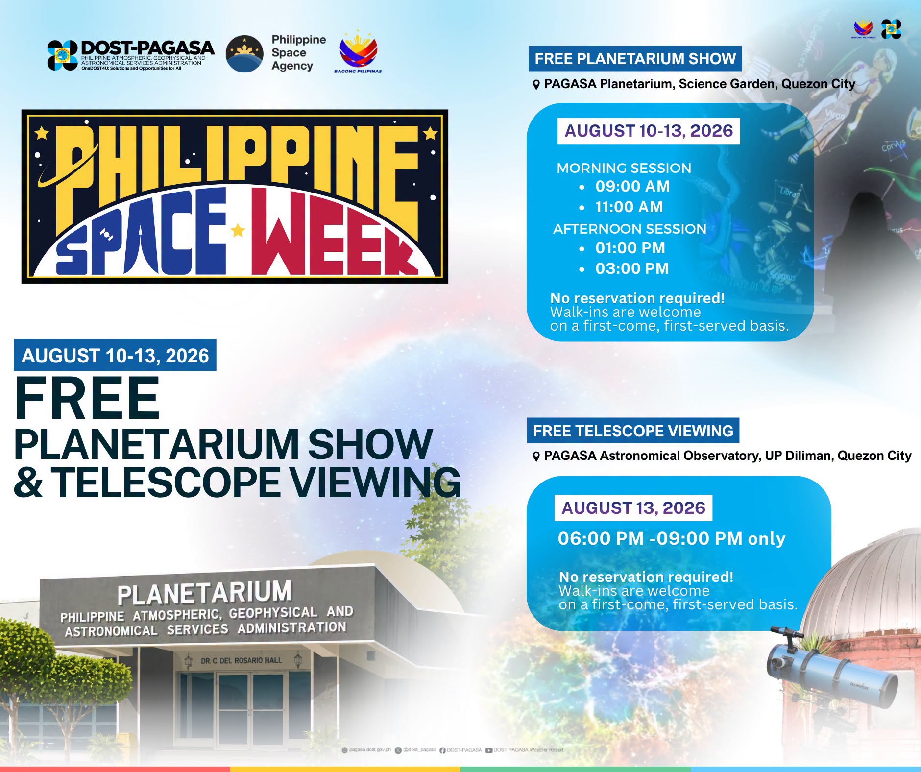 Free planetarium shows, telescope viewing in QC from Aug. 10-13 