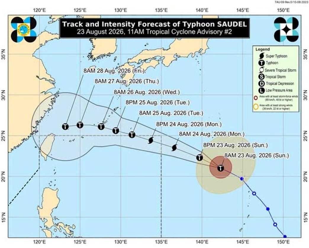 Typhoon Saudel, Aug. 23, 2026, 11 AM