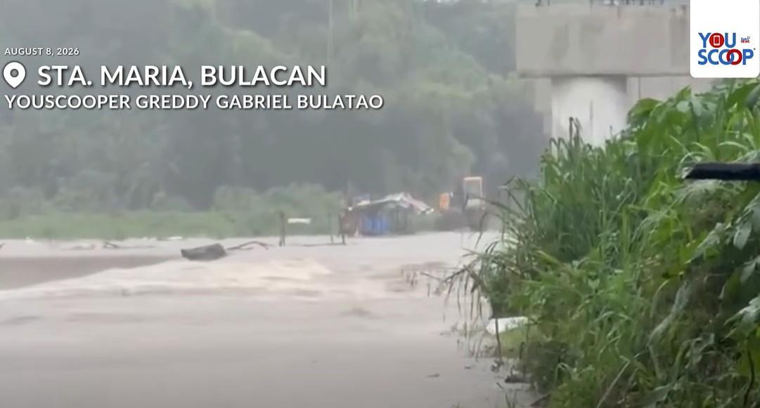 Macaiban Bridge in Sta. Maria, Bulacan was flooded on Saturday, Aug. 8, 2026 due to heavy rains