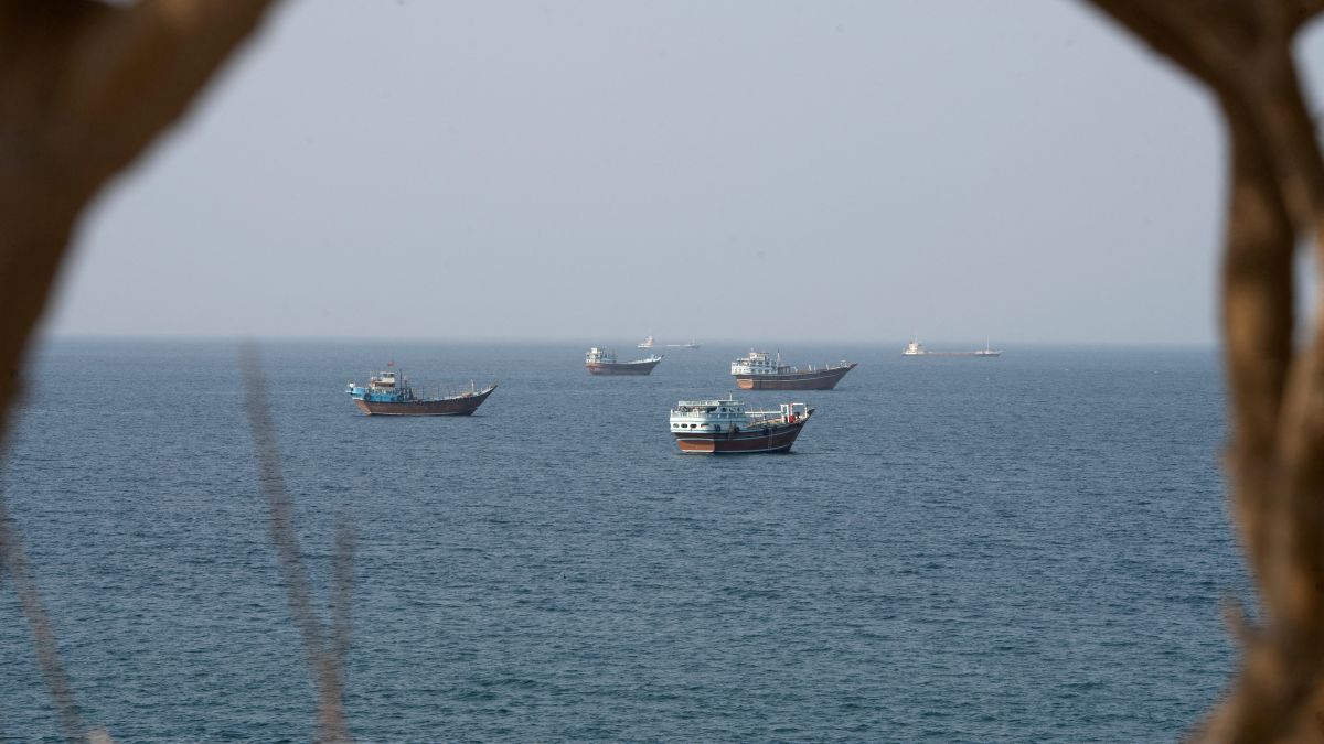 Vessels near the Strait of Hormuz, as seen from Musandam, Oman