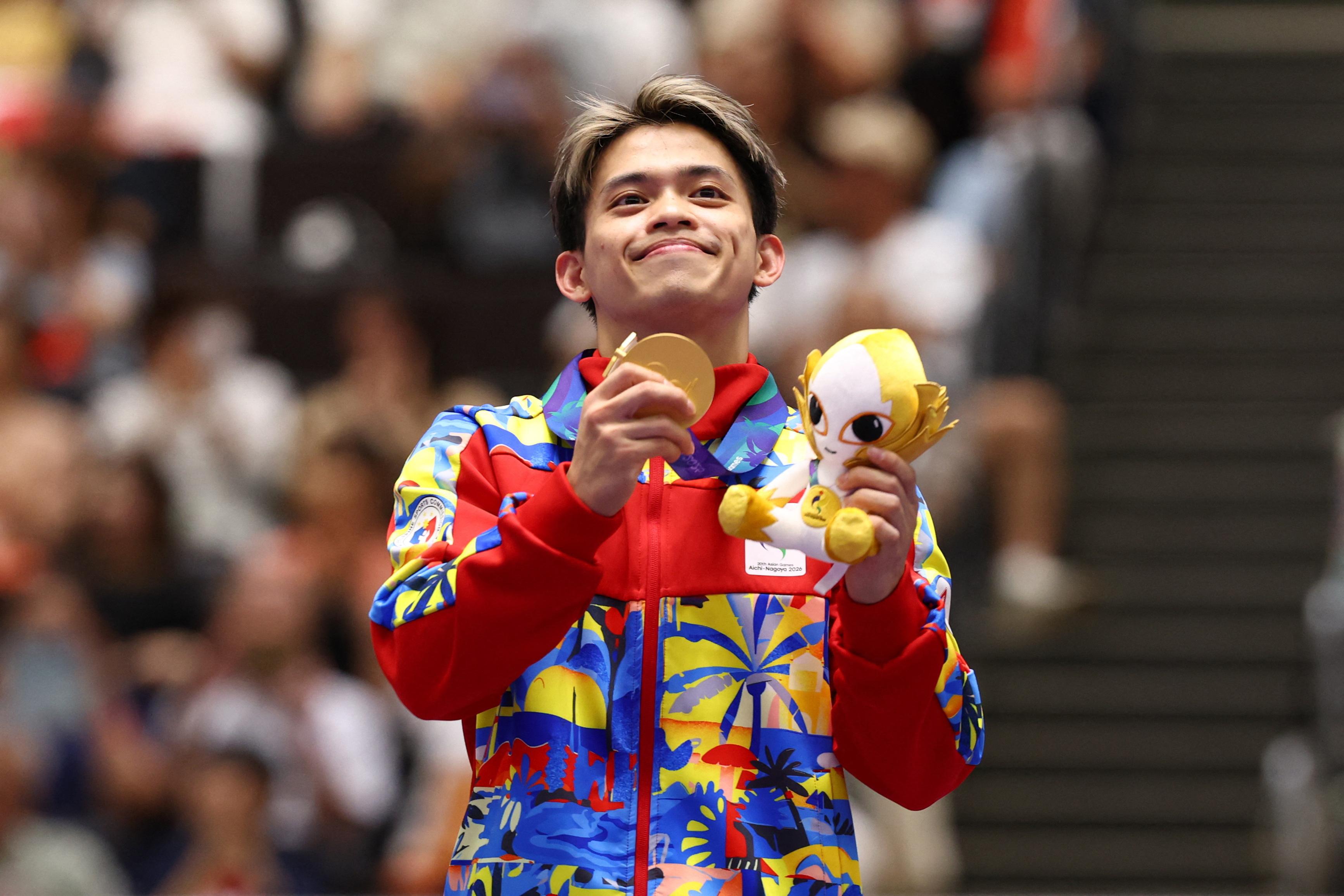 Carlos Yulo receives Philippines' first gold medal at 2026 Asian Games