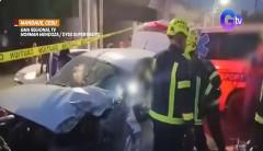 Kotse na lumipat ng linya sa kalsada, nakasalpukan ang isang water tanker; driver, sugatan