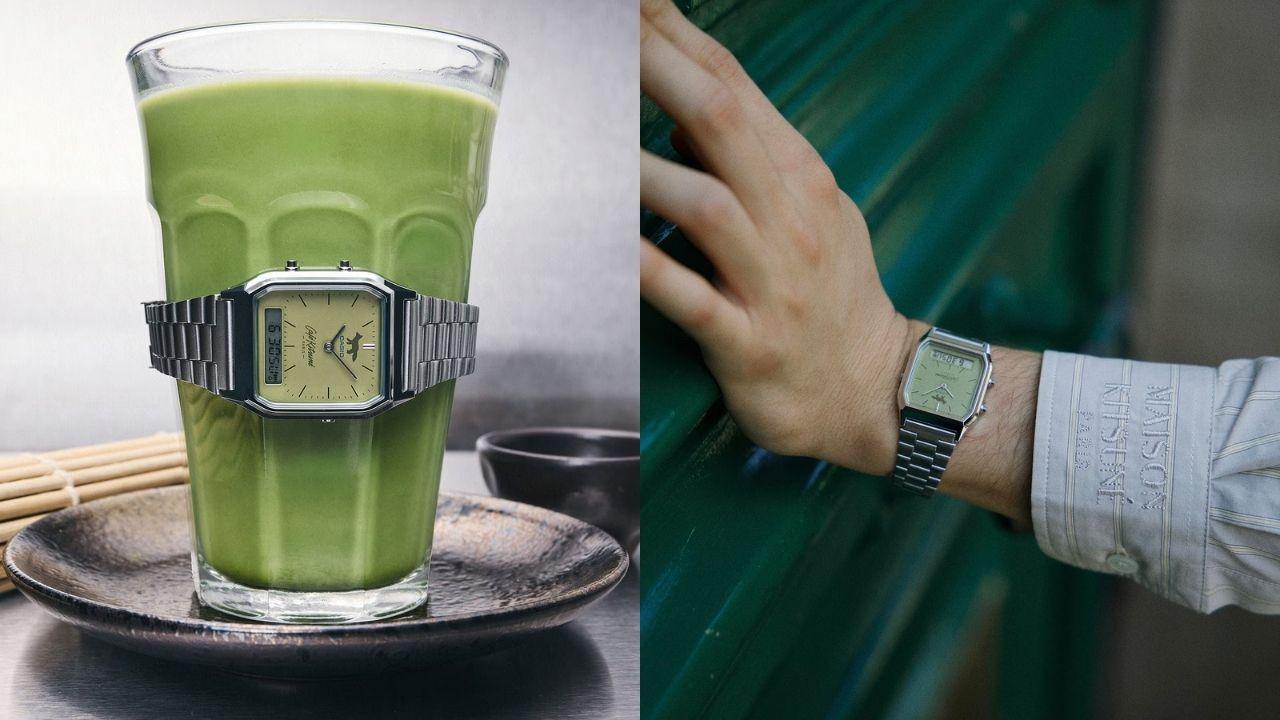 This watch is a matcha-inspired collab with Café Kitsuné