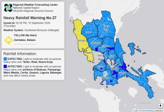  RAINFALL ALERT: Yellow in Zambales, Bataan (Thursday, 2 p.m.) 