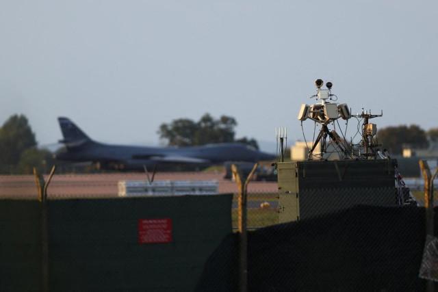 A counter drone equipment at the RAF Fairford airbase, which hosts United States Air Force (USAF) personnel, in Fairford, Gloucestershire, Britain, September 27, 2026. Police declared a major incident at the air base after several men were arrested on suspicion of offences under the Explosives Act. REUTERS/ Toby Shepheard