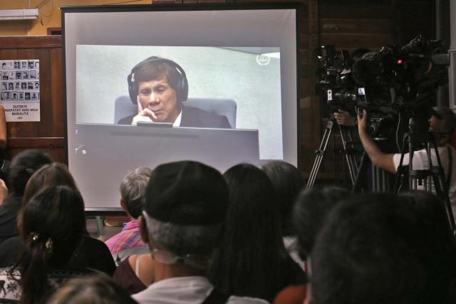 amilies of victims of the Duterte-era drug war killings and rights violations, along with lawyers, church people, and rights advocates hold a group watch on the status conference for former president Rodrigo Duterte before the International Criminal Court (ICC) in The Hague, at the Function Room, National Council of Churches in EDSA, Quezon City, September 16, 2026. DANNY PATA