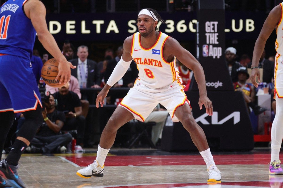 Buddy Hield of Atlanta Hawks during a game against the New York Knicks, April 30, 2026