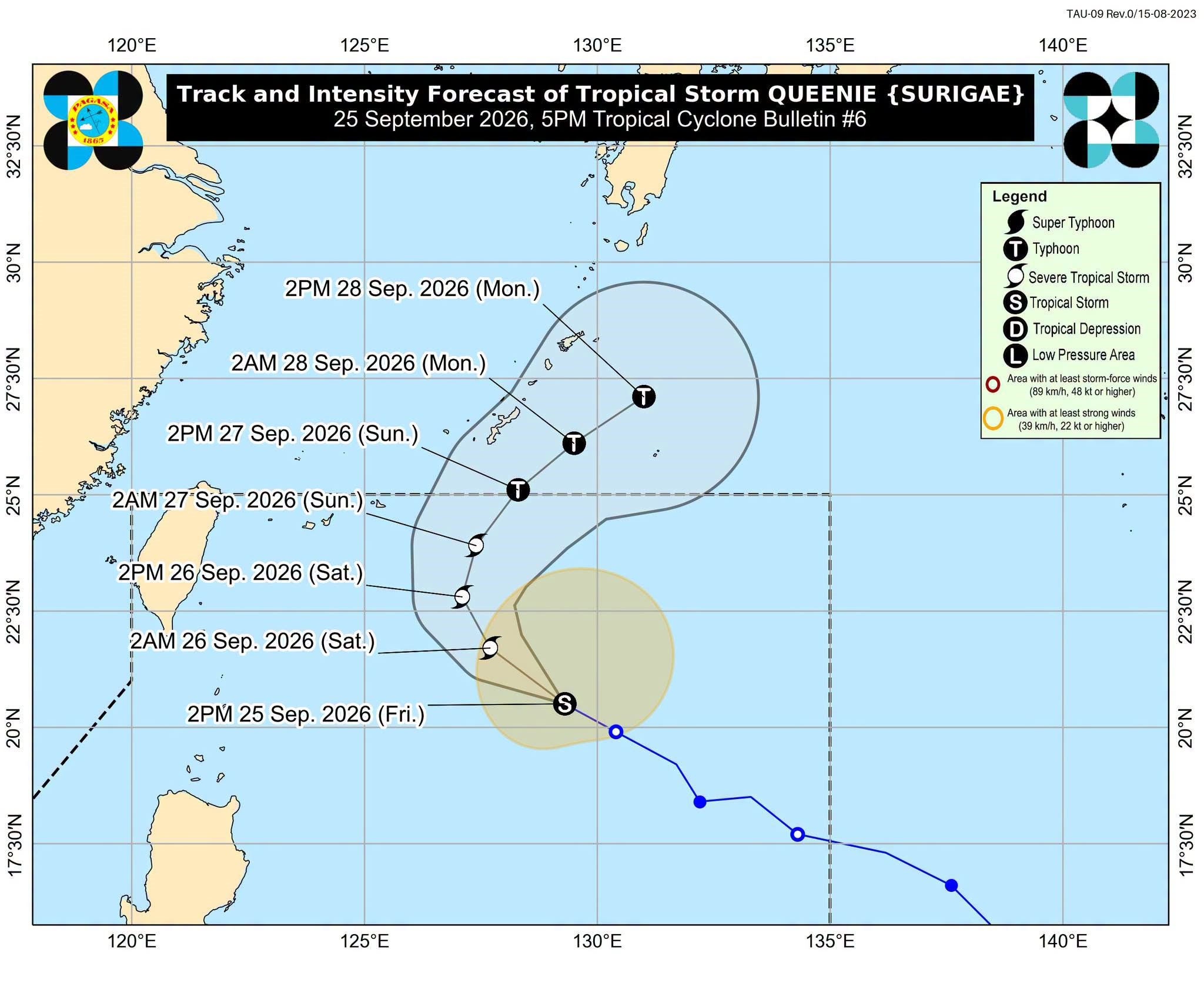 Queenie slightly intensifies as it moves northwest