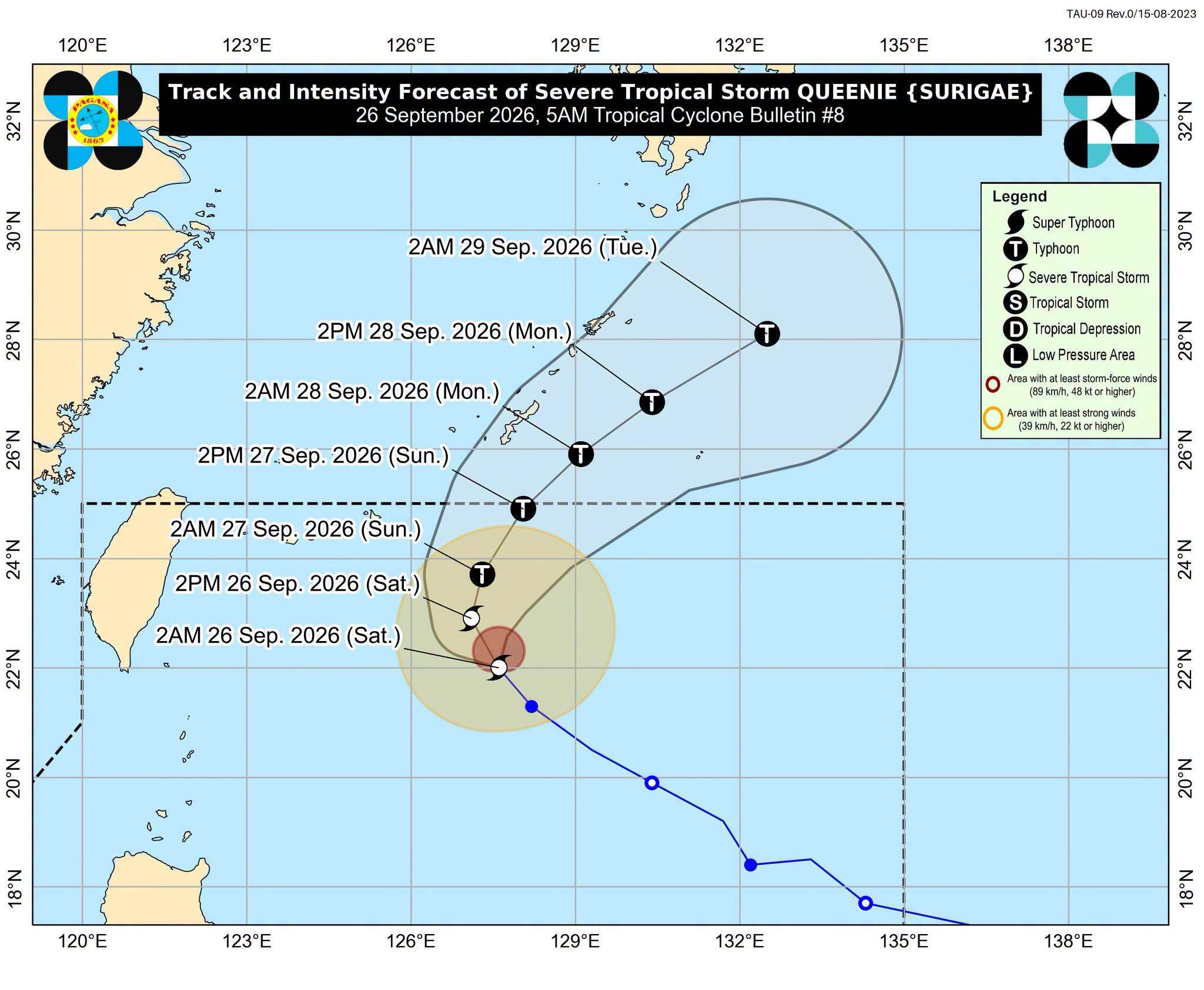Queenie keeps strength, moves northwestward