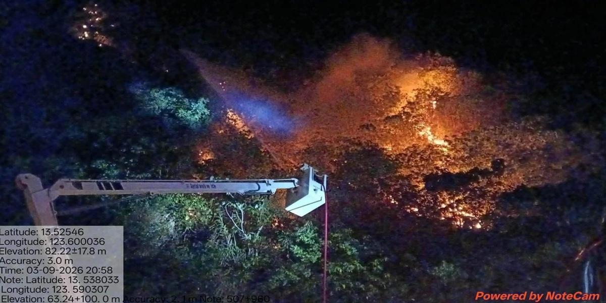 DPWH Bicol Region: Wildfire along Pili-Tigaon-Albay Boundary Road; road remains passable