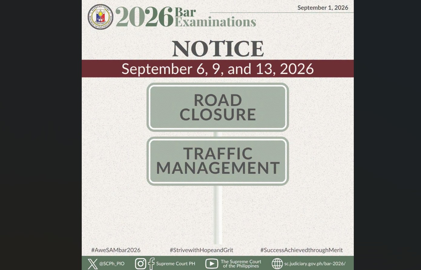LIST: Road closures in Manila, QC for Bar Exams 2026