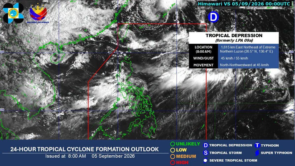 Tropical Depression Brings Rains to Northern Luzon