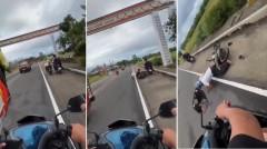 Rider, na-hulicam na tinulak ang isa pang rider sa Goa, CamSur; biktima, tumilapon