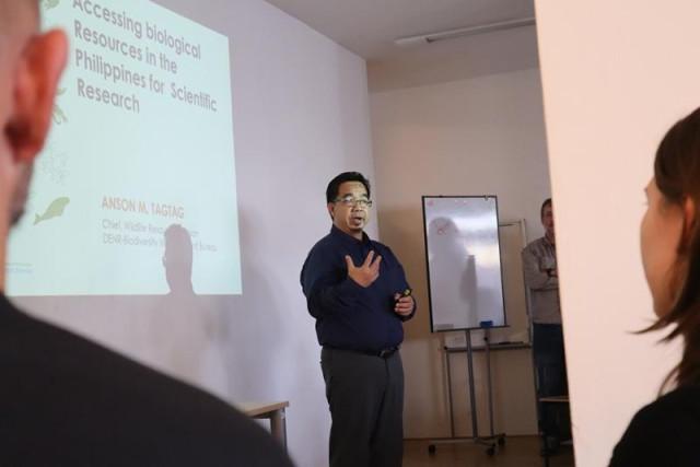 At a lecture at Charles University Faculty of Science, DENR's Anson Tagtag said the Philippines is one of the 17 megadiverse countries, making it a hotspot for conservation research. He encouraged Czech zoology students to apply for collaborative research projects with local environmental experts to find ways to conserve biodiversity in the Philippines. Photo: Andy Peñafuerte III