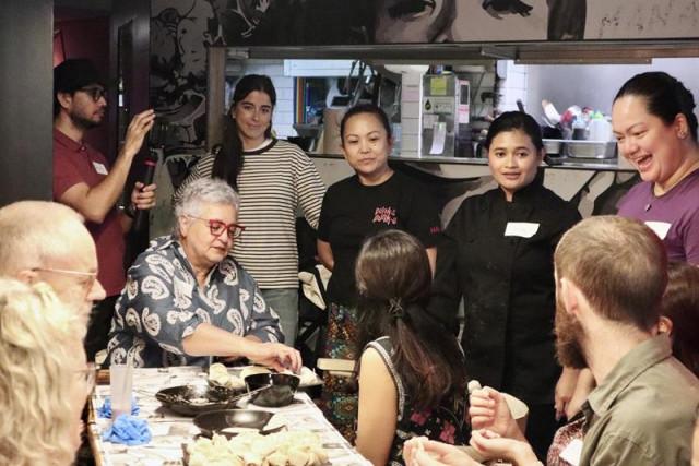 Spanish graphic artist Maria Coloma Escudero (standing, second from left) noted that ube has become a trend in the Spanish food scene and that local cafes can offer better ube-flavored dishes by sourcing from the Philippines. Photo: Andy Peñafuerte III