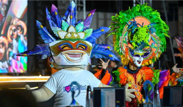 MassKara's signature smiling masks, a symbol of Bacolod's resilience since 1980, take center stage at the festival's opening.
