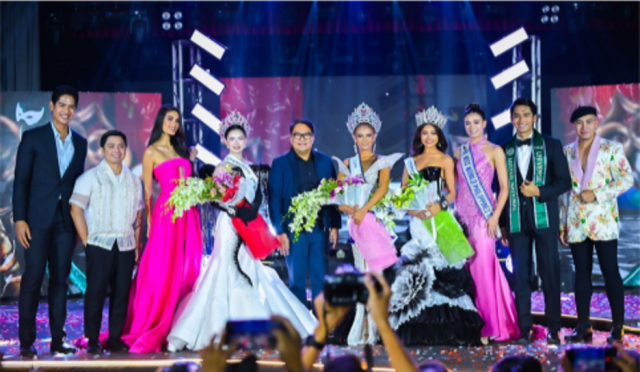 Casino Plus Head of Branding Roj Tirona (second from left) and Mayor Greg Gasataya with the winners of Miss Bacolod MassKara 2026, led by Macy Alaine Albarico (center).