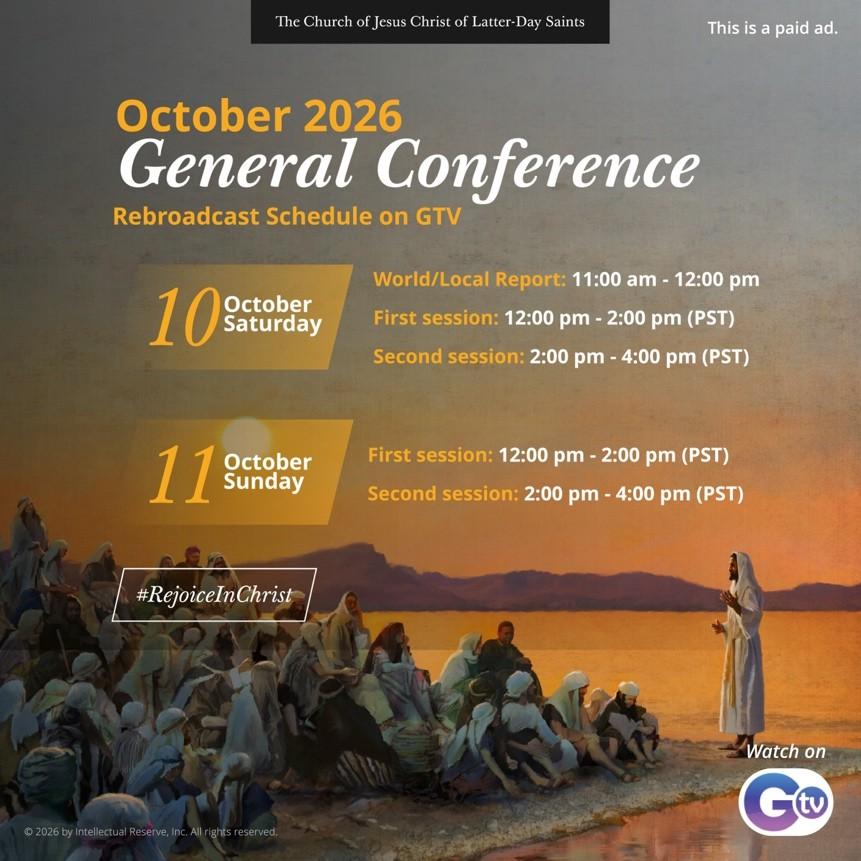 Find hope and strength in Jesus Christ during the October 2026 General Conference on GTV