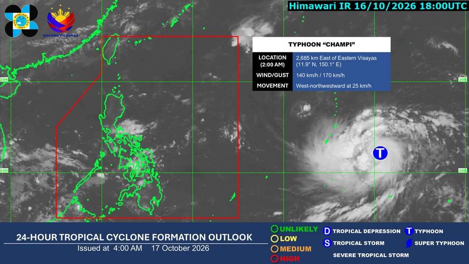 PAGASA monitoring Typhoon Champi outside PAR