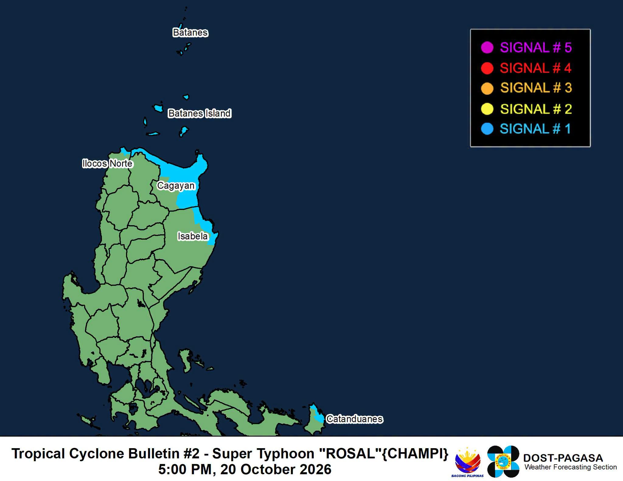 Super Typhoon Rosal has Signal No. 1 over Batanes, Babuyan Super Typhoon Rosal has Signal No. 1 over Batanes, Babuyan