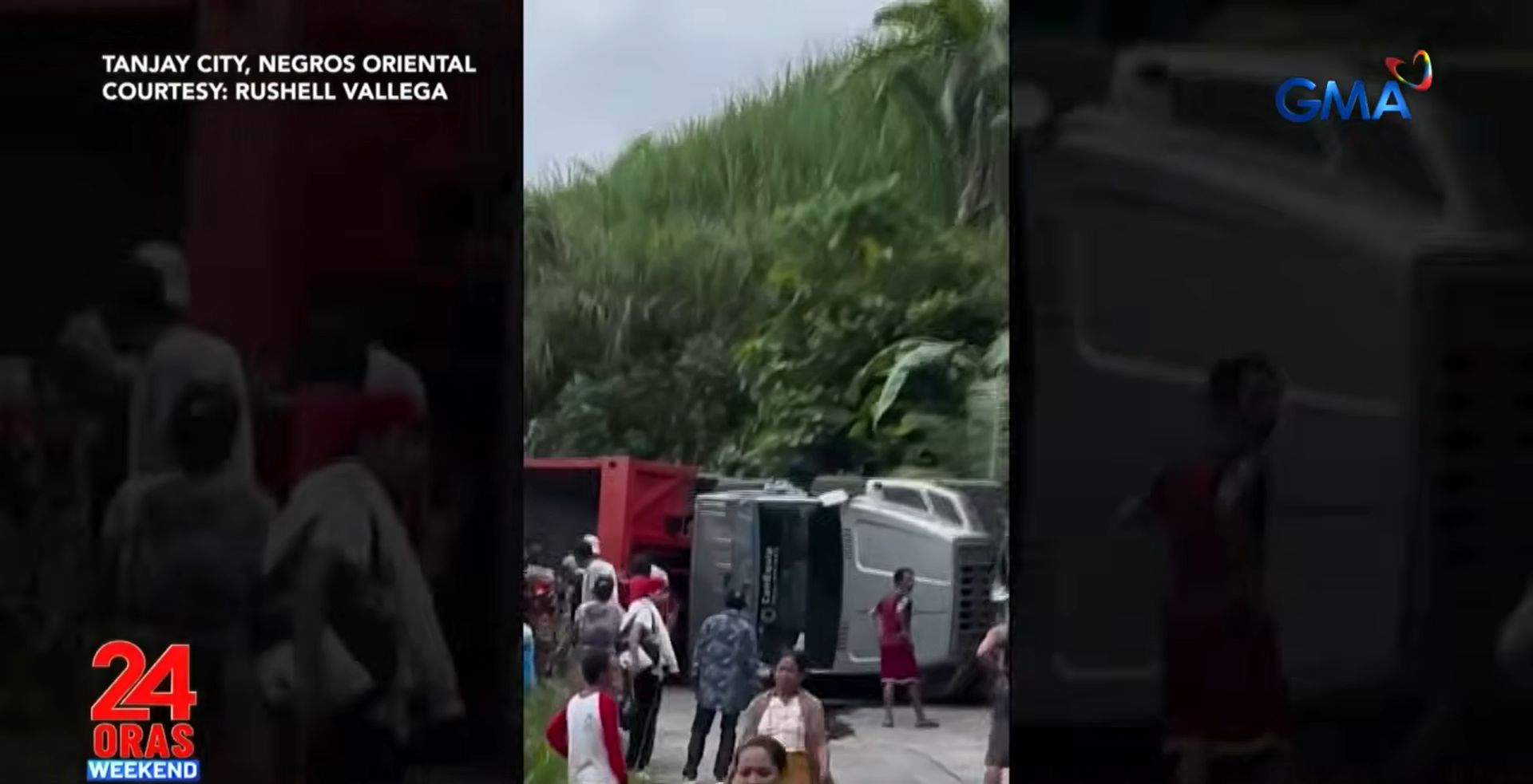 2 sakay ng motor, patay nang madaganan ng tumagilid na dump truck sa Negros Oriental; 9 sugatan
