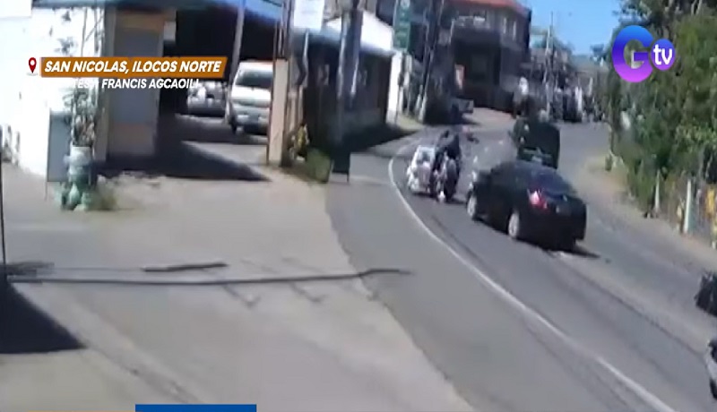 Tricycle driver at 2 pasahero, sugatan nang masalpok silang masalpok ng kotse sa Ilocos Norte