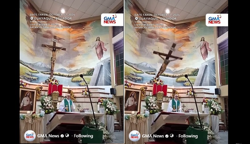 Pari sa Ecuador, nasawi matapos mabagsakan ng malaking krus habang nagmi-Misa sa harap ng altar Pari sa Ecuador, nasawi matapos mabagsakan ng malaking krus habang nagmi-Misa sa harap ng altar