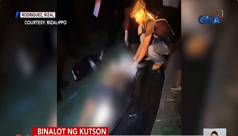 Bangkay ng lalaki na nakagapos at nakabalot sa kutson, nakita sa bangin sa Rizal