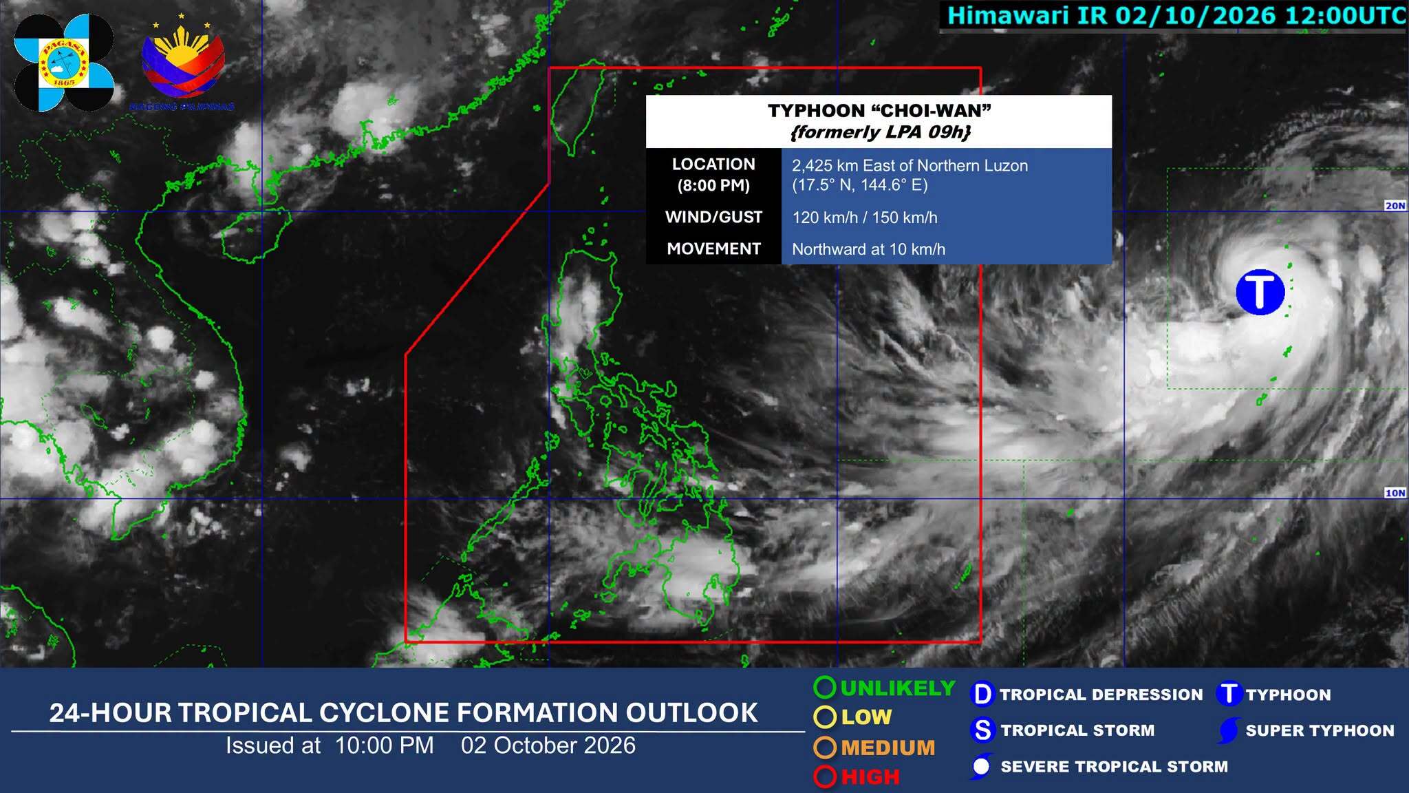 Choi-Wan strengthens into typhoon outside PAR