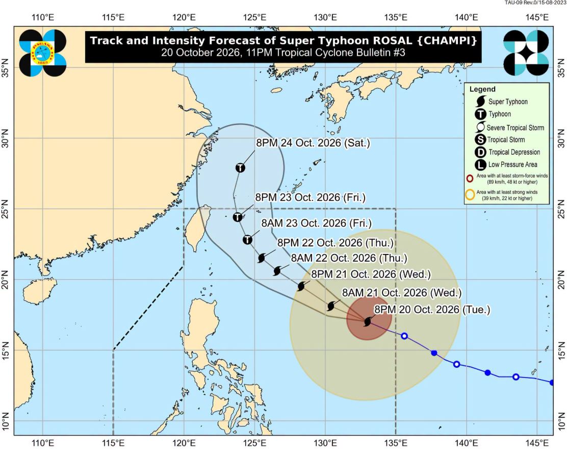 PAGASA: 5 Luzon areas under Signal No. 1 as Super Typhoon Rosal intensifies&nbsp;